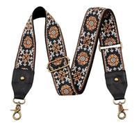 Nefelibata Correa de bolso de cuero de caballo loco de 2 pulgadas, correa de hombro ancha ajustable, bordado de punto retro, correas cruzadas multipatrón para bolso, bolsas cruzadas (bordado de cuero