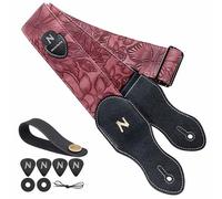 Nefelibata correa de guitarra con bolsillo para púa, 2.3» cuero vegano estilo Porter, incluye púa de guitarra,botón de correa y cierres de correa