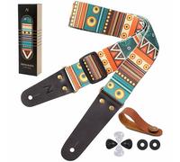 Nefelibata Correa de guitarra, correa de guitarra de nylon a presión con extremos de cuero de vaca para bajo, guitarras eléctricas y acústicas