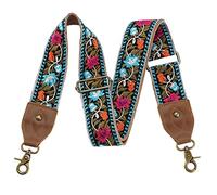 Nefelibata Correa de hombro ancha, piel de caballo loca Reemplazo ajustable para correa de cartera, bolso bandolera de lona con varios patrones, cinturón de bolso de mano, Flores retro, large,