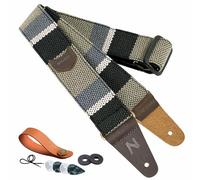 Nefelibata Correa para guitarra con bolsillo para púas, extremos de piel de vacuno, para bajo, guitarra eléctrica y acústica, viene con botón de correa, 1 par de cierres de correa y 4 púas de guitarra