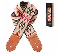 Nefelibata Correas de guitarra de algodón con primera capa gruesa de cuero vacuno curtido vegetal para acústica, bajo, eléctrico, el mejor regalo para tus guitarristas queridos