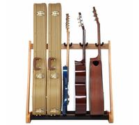 Nefelibata Soporte de guitarra multifuncional, 5 piezas, soporte de piso de madera para guitarras y estuches, guitarras eléctricas y acústicas, bajos, celli - alemán