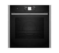 Neff B64CT73N0 N90 Einbaubackofen, 60 cm breit, 71 L, Pyrolytisch+Hydrolytisch, TFT-Display, Grill, CircoTherm, Kindersicherung, Schwarz/Edelstahl