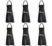 NefLaca 6 piezas Delantal de cocina con 2 bolsillos unisex cinturón ajustable cuello grande edición hombre mujer delantal cocinero restaurante barbacoa bar chef pintar trabajos domésticos (tejido