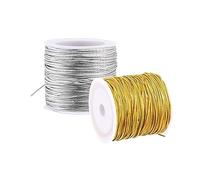 NEFLUM Banda elástica Redonda Dorada y Plateada de 100 Metros, 1mm/1,5mm, Banda de Goma para Coser Cintura, Cuerda elástica DIY, 1mm