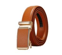 NEFLUM Cinturón de cuero para mujer/hombre, cinturones con hebilla automática ajustables informales, cinturón decorativo colorido de 3,0cm de ancho, Naranja, 125x3cm