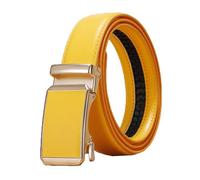 NEFLUM Cinturón de cuero para mujer/hombre, cinturones con hebilla automática ajustables informales, cinturón decorativo colorido de 3,0cm de ancho, Amarillo, 125x3cm