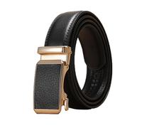 Cinturón de cuero para mujer/hombre, cinturones con hebilla automática ajustables informales, cinturón decorativo colorido de 3,0cm de ancho, Negro, 125x3cm