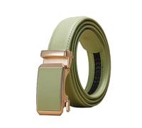 NEFLUM Cinturón de cuero para mujer/hombre, cinturones con hebilla automática ajustables informales, cinturón decorativo colorido de 3,0cm de ancho, Verde, 125x3cm