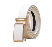 NEFLUM Cinturón de cuero para mujer/hombre, cinturones con hebilla automática ajustables informales, cinturón decorativo colorido de 3,0cm de ancho, Blanco, 125x3cm