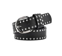NEFLUM Cinturón de cuero vintage para mujer, remaches de 4cm de ancho, cinturones decorativos para vaqueros informales, accesorios de ropa para mujer, Negro, 110cm