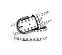 NEFLUM Cinturón de cuero vintage para mujer, remaches de 4cm de ancho, cinturones decorativos para vaqueros informales, accesorios de ropa para mujer, Blanco, 110cm