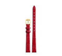 NEFLUM Correa de cuero para reloj para mujer, 12 mm, rojo, clásica, transpirable y absorbente del sudor, hebilla de acero inoxidable, cierre plegable