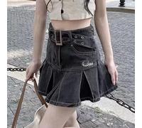 NEFLUM Mujeres Moda Coreana Kawaii Retro Vintage Harajuku Mini Denim Falda 2000s Gótico Grunge JeansFaldas Plisadas EMO Ropa