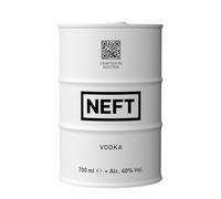 Neft Vodka White Barrel 70 cl - Vodka premium de Austria - 40 % vol. | Agua de manantial alpino y centeno | Suave, puro y elegante | Lata irrompible | Ideal solo o en cócteles
