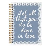 NEGIGA Cuaderno cristiano floral azul, cuaderno bíblico Let All That You Do Be Done in Love, diario de oración para mujer, regalos cristianos inspiradores para mujeres, cuaderno en espiral de 5.5 x