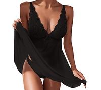 Negligee Damen Sexy Große Größe: Curvy Sommer Unterwäsche Erotisch Ouvert Corsage Spitze Reizwäsche Outfit Nachtkleid Kurz Body Cosplay Mollig Hot Dessous-Sets Unterkleid/1