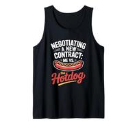 Negociando un nuevo contrato yo vs este Día del Trabajo Hotdog Camiseta sin Mangas
