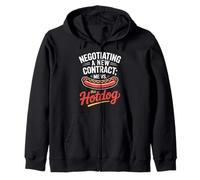 Negociando un nuevo contrato yo vs este Día del Trabajo Hotdog Sudadera con Capucha
