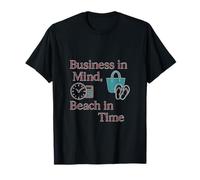 Negocios En Mente Playa En Tiempo Granate Aqua Gráfico Camiseta