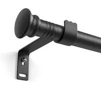 Negra Barra Cortinas 42-169 cm, Barra Cortinas Extensible de metal con Soportes, 16 mm de Diámetro decorativa Barras de cortinas para Ventana, Café, Cocina, Salon Sala de estar y Dormitorio