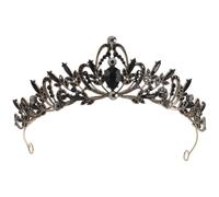 Negra: de Reina Barroca - Tiara Negra Gótica - Tocado de Cristal para Bodas - Disfraz Vintage de Cisne Bruja para Mujer, Ideal para Baile, Halloween y Navidad