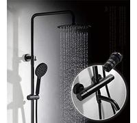 Negra montada en la Pared baño All Copper Termostatic Wall Shower Fija Cabezales de Ducha fijos