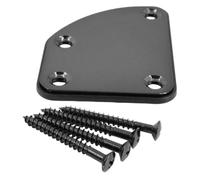 Negra Placa del Mástil de Guitarra Eléctrica de 4 Agujeros | Metal Acabado Cromado Brillante, Refuerzo Añadido y Montaje Posterior, Uso en Presentaciones