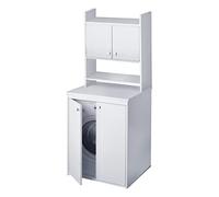 Negrari 5012P/5017P - Mueble Cubre Lavadora con estantería de Almacenamiento, Resistente a la Humedad, Kit de fijación a Pared Incluido, Interior y Exterior, 70 x 60 x 94 cm, Blanco, 70 x 60 x 94 cm