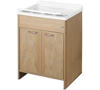 Negrari 9002KF Lavadero, bañera y eje blanco/mueble y puerta de fresno