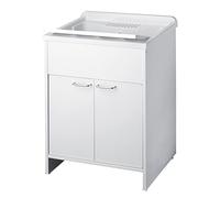 Negrari - 9007KAM Tina de Resina, Tina Resistente a los Ácidos, Gabinete de PVC Resistente a la Humedad, Interior/Exterior, L60 x P60 x H85 cm, Blanco