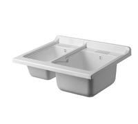 Negrari Bibañera de apoyo termoformada para lavabo, resistente a la humedad, resistente a los ácidos de uso común, kit de desagüe incluido, interior y exterior, 75 x 60 x 30 cm, blanco