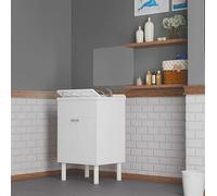 Negrari Composición: Lavabo de Resina + Espejo, Resistente a la Humedad, bañera Resistente a los ácidos, Kit de desagüe Incluido, Interior y Exterior, 60 x 50 x 85 cm, Blanco