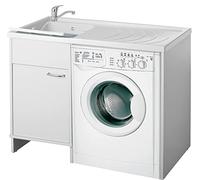 Negrari Cubrelavadora con Lavabo Reversible 9008KAM de Resina, bañera de Polipropileno Resistente a los ácidos, Interior/Exterior, Cloruro de polivinilo Plástico, Color Blanco, 109 x 60 x 89