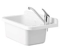 Negrari Lavabo de pared de resina PP, resistente a los ácidos de uso común, para exterior, 59 x 34 x 21 cm, blanco