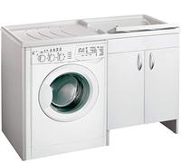 Negrari - Lavadero para lavadora con diseño ecológico, montado a la derecha, para cubrir la lavadora, izquierda, izquierda, protector blanco, mueble de madera, lavabo, tabla de plástico, interior de