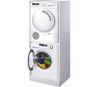 Negrari: Mueble columna para lavadora y secadora 6008ALKR de melamina hidrófuga, resistente a la humedad, alta estabilidad, patas ajustables, kit de montaje, 70 x 60,5 x 181 cm, blanco