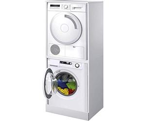 Negrari: Mueble columna para lavadora y secadora 6008ALKR de melamina hidrófuga, resistente a la humedad, alta estabilidad, patas ajustables, kit de montaje, 70 x 60,5 x 181 cm, blanco