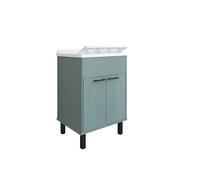Negrari Mueble lavabo de PVC con cubeta de polipropileno, resistente a los ácidos de uso común, resistente a la humedad, kit de desagüe incluido, interior y exterior, 60 x 50 x 85 cm, color verde