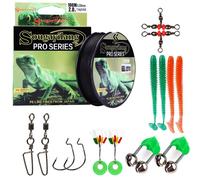 (Negro, 0.6Línea y señuelo) Sougayilang - Carrete de pesca trenzado de PE de 100 m, 4 hebras, con accesorios