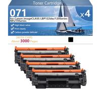 Negro 071 Cartucho de Tóner de Alta Capacidad de Repuesto para Canon imageCLASS LBP122dw 120Series MF270Series Impresoras, Impresión de Alta Definición, 3000 Páginas,Black-4 Pack