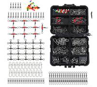 Negro 140 piezas de aparejos de pesca Surtido de plástico aleación de aluminio conectores giratorios para señuelo de mar pesca larga duración Terminal Gear Kit