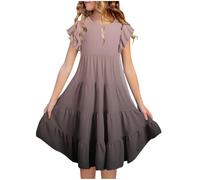 Negro 152 para niña, manga de doble capa, línea A fluida, casual, degradado, vestidos midi para 615 años cadena cartera, marrón, 8-9