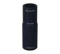 Negro 16,5 X 17,5 mm Doble Tamaño Rueda Tuerca Flip Socket 1/2 In Drive Diseño de pared delgada para áreas difíciles de alcanzar Construcción de acero cromado Revestimiento de fosfato Herramienta de