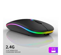 (Negro 2.4G) Ratón inalámbrico Bluetooth 5.2 Ratón recargable transparente silencioso 1600DPI para