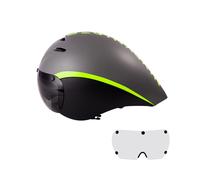 (Negro 2 Lentes A) Casco de Ciclismo Aero Goggles TT Triatlón Cascos de Bicicleta de Carretera Contrarreloj Carreras
