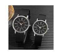 (Negro) 2 piezas de relojes minimalistas casuales de uso diario, reloj de pareja, reloj de pulsera para