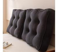 Negro,35.4 Inch/Single,Almohada De Cabecera Respaldo Grande Soporte De Algodón De Color Sólido De Dormitorio Cojín De Cuña Tapizado Refuerzo Completo con Funda Extraíble