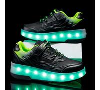 (Negro, 39) Tuinanle - Patines de dos ruedas para mujer y hombre, con hebilla y luz LED, zapatillas